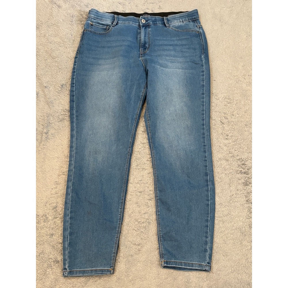 Curve Appeal Womens 14/32 Skinny Jeans Medium Wash Blue High Rise Stretch Denim